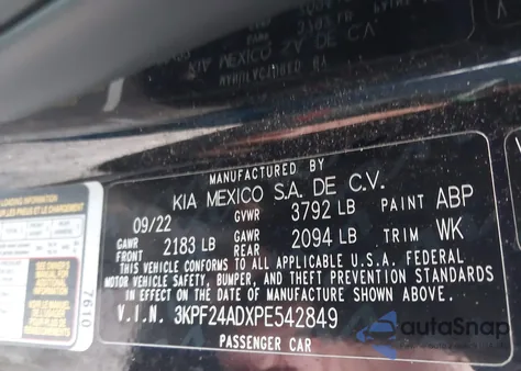 2023 Kia Forte Lxs z USA, uszkodzony, nr VIN 3KPF24ADXPE542849